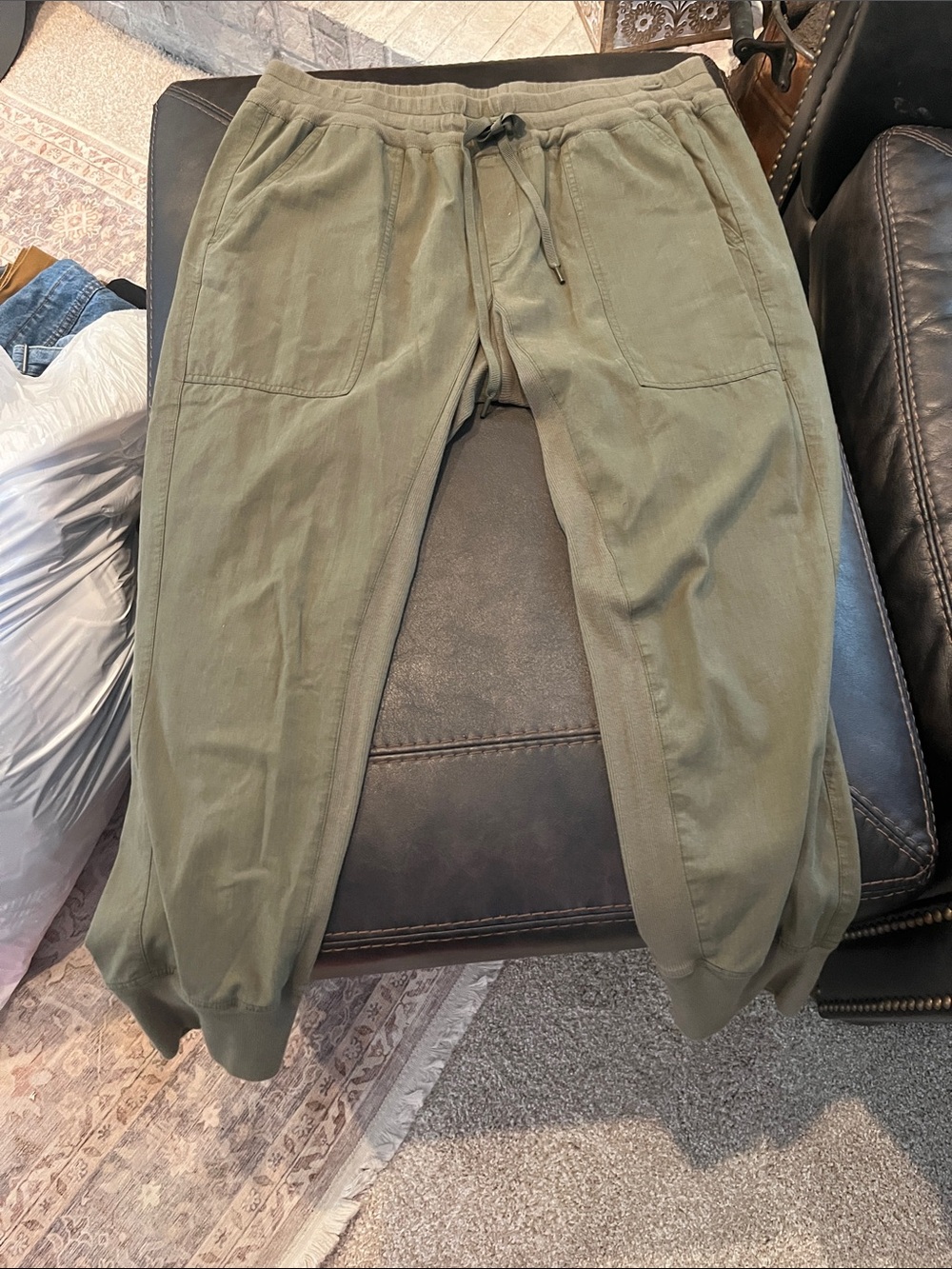 CAbi Olive Green Drawcord Jogger Pants